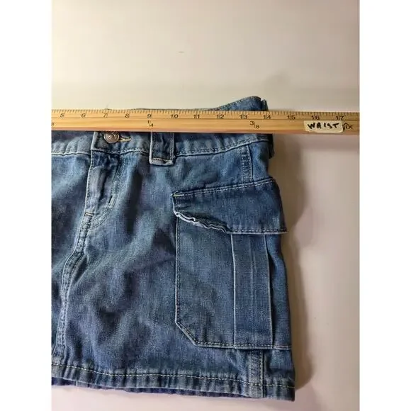 H&M Blue Medium Wash Cargo Lightweight Denim Mini Skirt SZ XXS - Picture 5 of 8